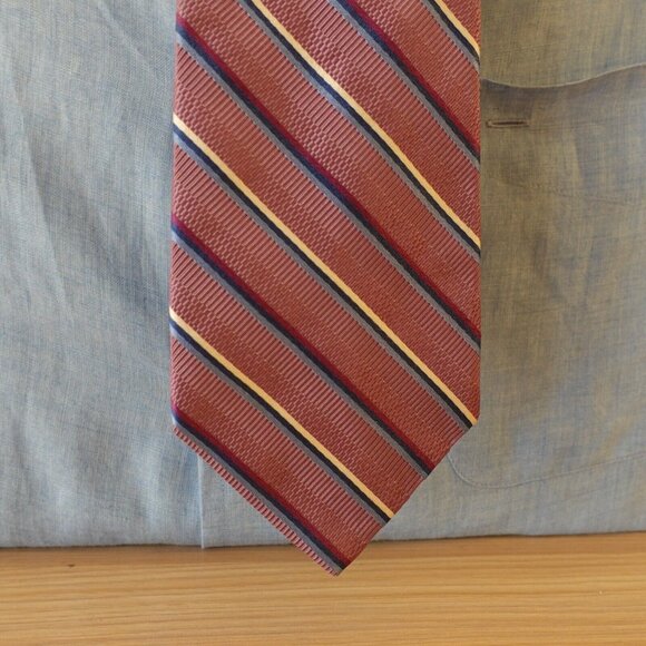Brooks Brothers Makers Neck Tie Men Purple Repp Striped Silk Woven Merchants USA - Picture 4 of 9